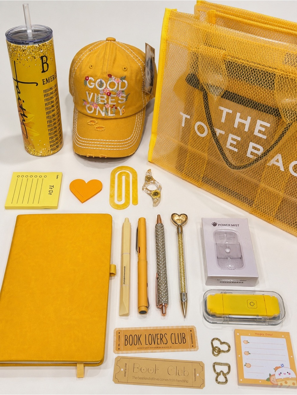 Good Vibes Only Yellow Cap & Stationery Set